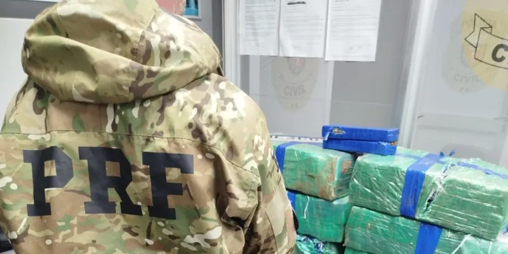 A droga estava escondida no compartimento de carga de um veículo utilitário