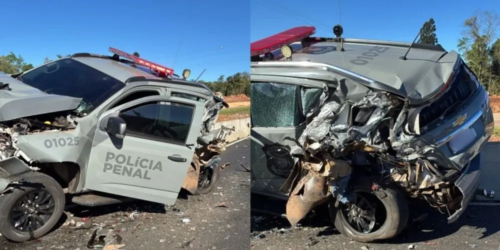 Três viaturas da Polícia Penal foram atingidas no acidente