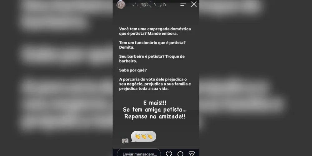 Posts nas redes sociais incentivam o boicote à empresas e rompimento de amizades com pessoas que apoiam o Partido dos Trabalhadores (PT).