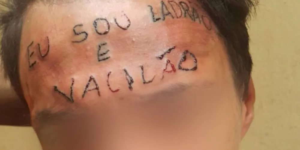 Ruan Rocha Silva, em 2017, teve a frase tatuada à força no rosto após ser acusado de furto