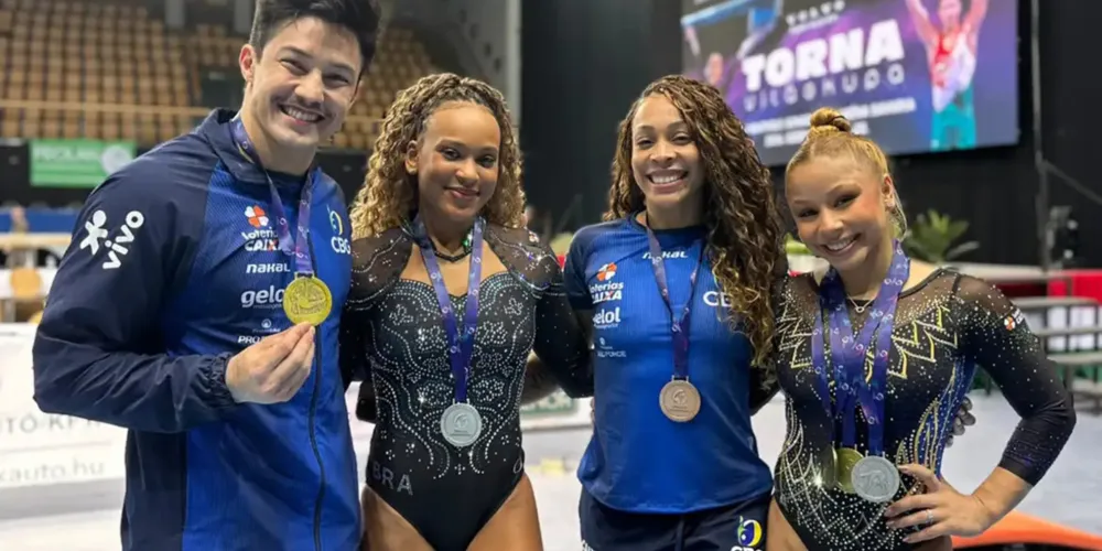 Artur Nory, Rebeca Andrade, Lorrane Oliveira e Flávia Saraiva