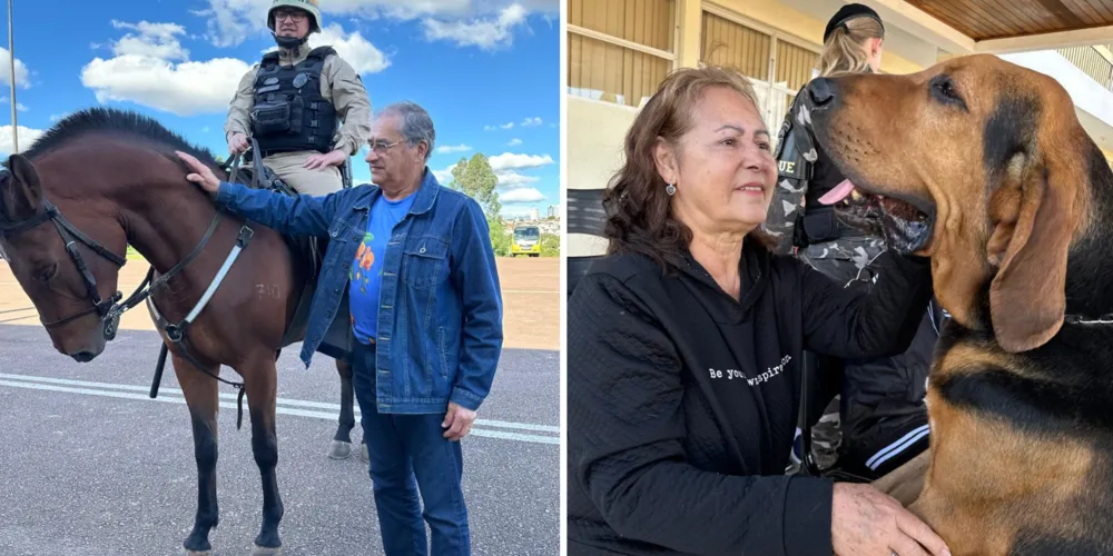 Os visitantes acompanharam demonstrações das equipes do Pelotão de Choque, K9 e Cavalaria.