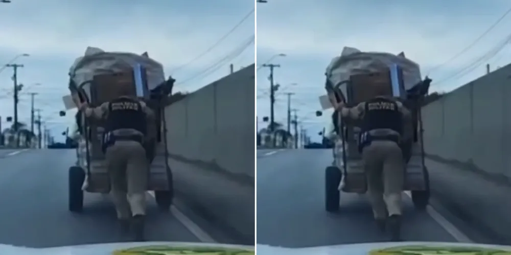 Policial percebeu que o homem tinha dificuldade para vencer a subida do viaduto que liga a Avenida Manoel Ribas à Rua Agrimensor Carlos Hasselmann