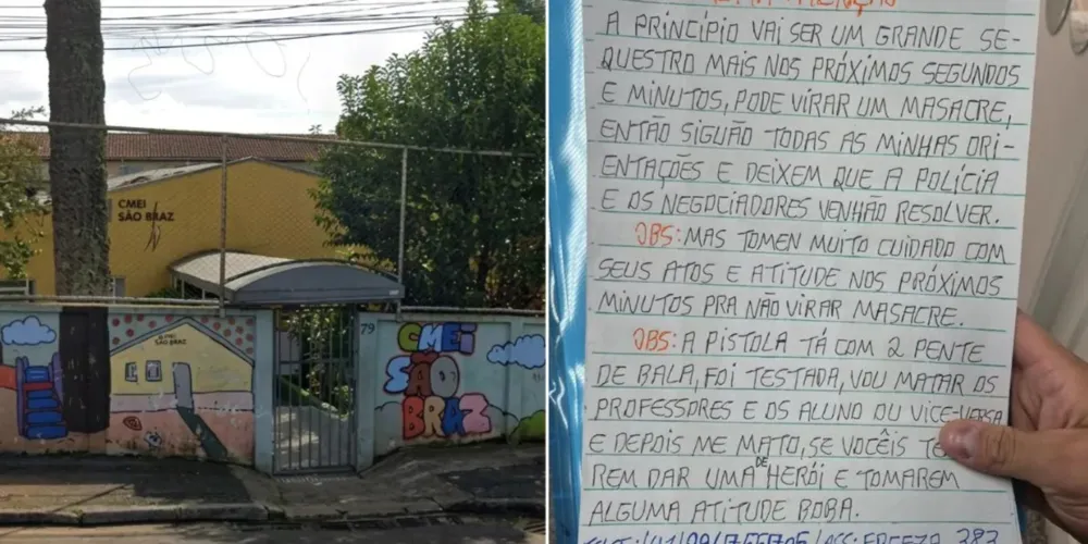 Ele chegou ao local de bicicleta, deixou o veículo do lado de fora e pulou o muro da instituição para invadir uma sala, onde fez as crianças reféns