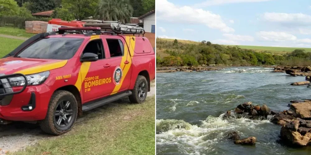 Rio Tibagi está cheio e apresenta forte correnteza, o que dificulta os trabalhos das equipes