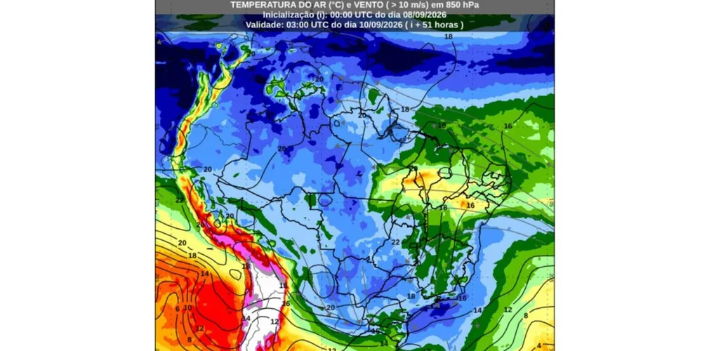 Os estados do Paraná, Santa Catarina, São Paulo e Mato Grosso do Sul ficam entre as áreas com maior potencial para tempestades