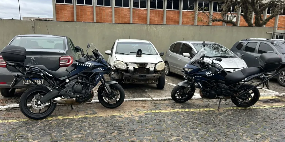 Veículo recuperado pela GETAM (Grupamento Especial Tático de Motos) da Guarda Civil Municipal de Ponta Grossa
