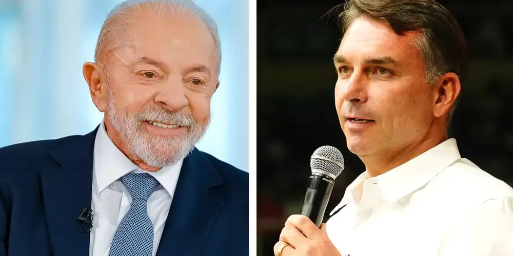 Lula (PT) e Flávio Bolsonaro (PL)