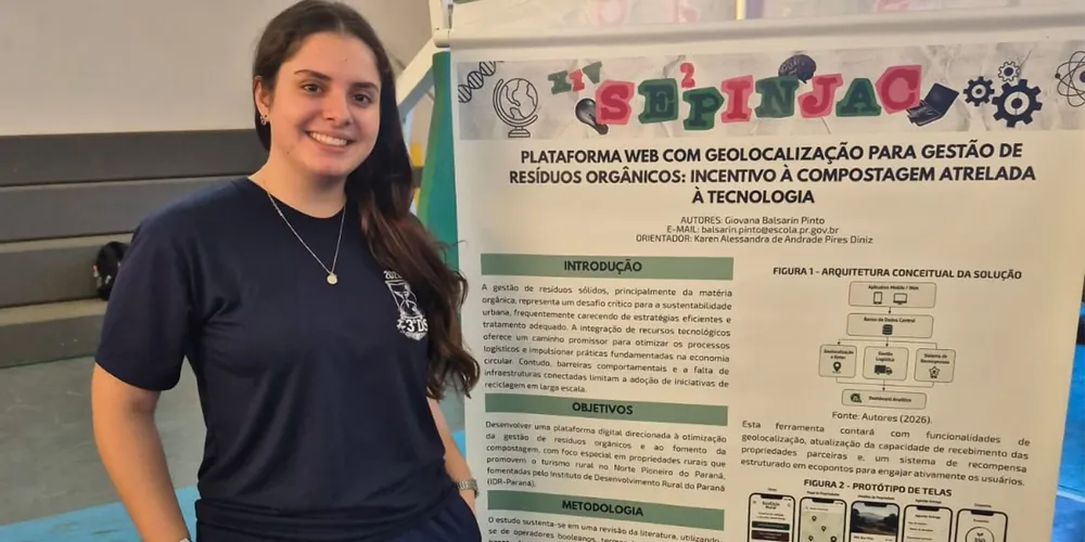 Estudante Giovana Balsarin Pinto desenvolveu pesquisa que une gestão de resíduos e turismo rural em Ribeirão Claro