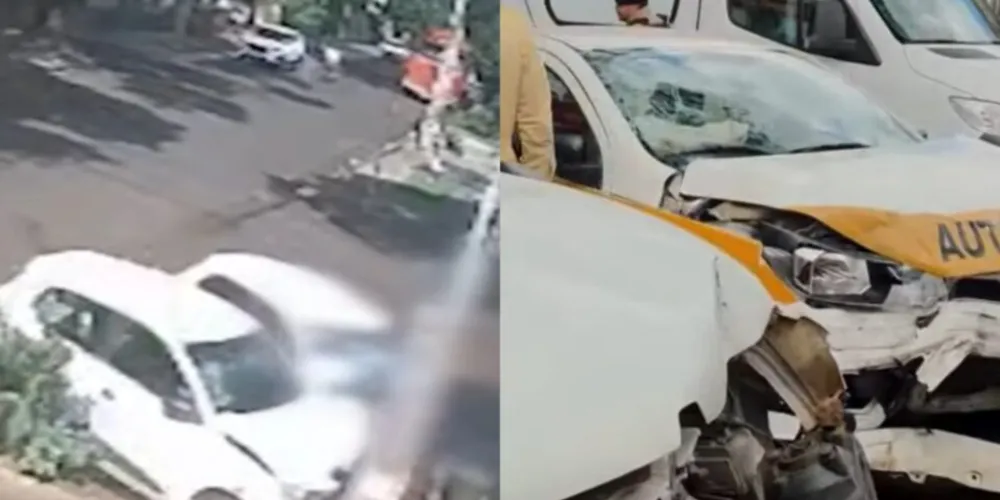 Câmera de segurança registrou o momento em que um carro invadiu a calçada e atingiu uma pedestre