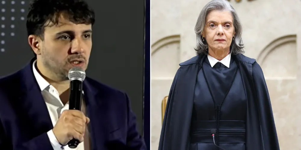 O candidato à Presidência, Renan Santos (Missão), e a ministra Cármen Lúcia, do STF