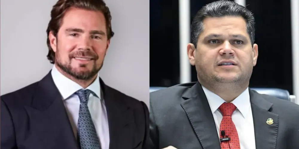 Ex-banqueiro Daniel Vorcaro e o presidente do Senado, Davi Alcolumbre (União-AP)