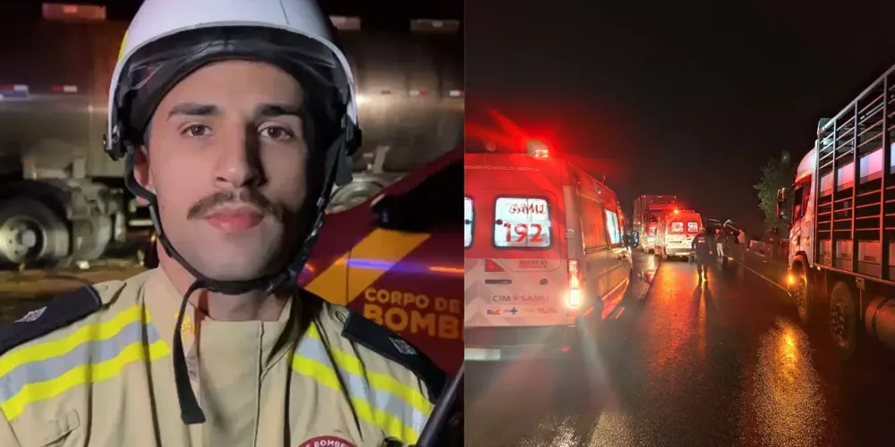 De acordo com o tenente Polinski, o caminhão que transportava madeira ainda atingiu um carro que estava estacionado