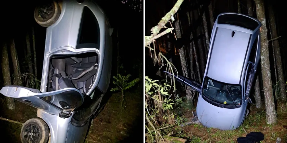 Carro saiu de pista e capotou