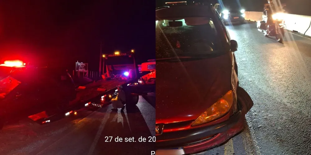 O Peugeot foi removido ao pátio da Polícia Rodoviária Estadual