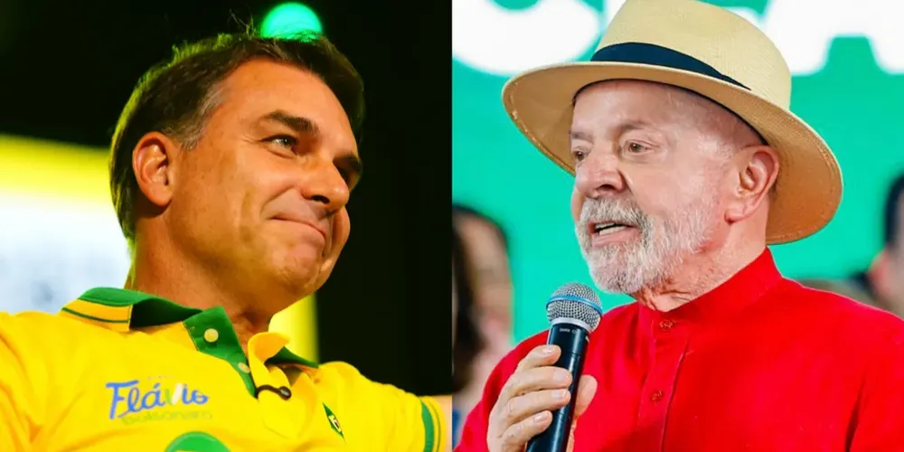 Flávio Bolsonaro (PL) e Luiz Inácio Lula da Silva (PT)