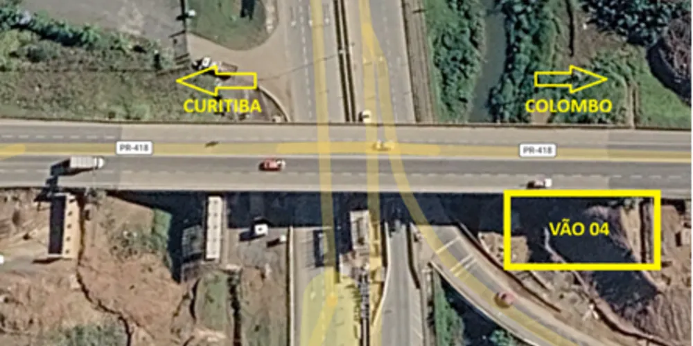 A intervenção é necessária para o avanço das obras de duplicação do trecho, abrangendo o quarto vão da nova estrutura, sentido Colombo