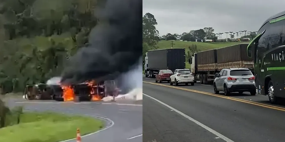 Bloqueio provocou filas quilométricas e intenso congestionamento em ambos os sentidos da via