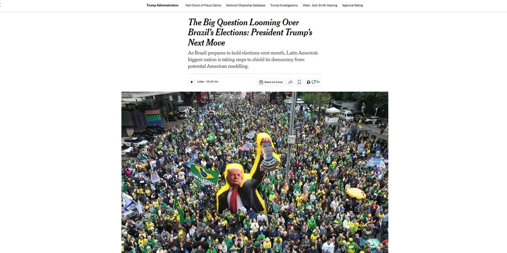 Reportagem do jornal "The New York Times" sobre as eleições no Brasil