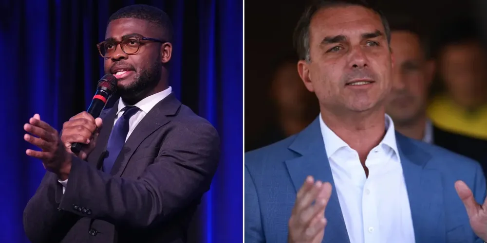 O comentarista político Isaiah Martin se posiciona contra a permanência de Flávio Bolsonaro nos EUA em publicações nas redes sociais