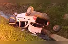 Jovem fica ferido após carro capotar em barranco na BR-373 em Prudentópolis