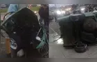 Carro bate contra poste, parte ao meio e deixa homem gravemente ferido em Colombo