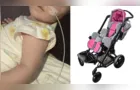 Família pede ajuda para comprar carrinho postural para bebê com paralisia cerebral