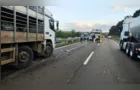 Engavetamento entre caminhões e carro causa quilômetros de fila na BR-376 em PG