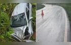 Motorista fica ferido após carro aquaplanar e sair da pista na PR-180