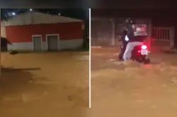 Moradores registram alagamento na Rua Emiliano Perneta, em Ponta Grossa