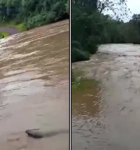 É recomendado evitar áreas alagadas e não atravessar pontes ou estradas cobertas pela água