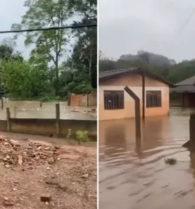 Chuvas alagam ruas e casas e provocam retirada de famílias em Piraí do Sul