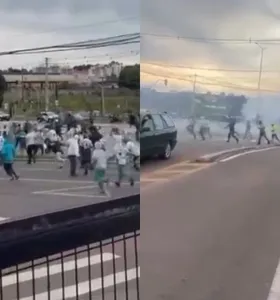 Vídeos mostram confronto entre torcedores do Athletico e Palmeiras em Curitiba