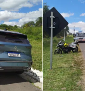 Motociclista fica ferido em acidente na PR-151, em Carambeí