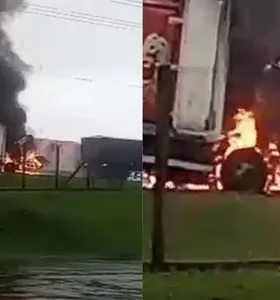 Incêndio em caminhão mobiliza Bombeiros na PR-151 em Castro