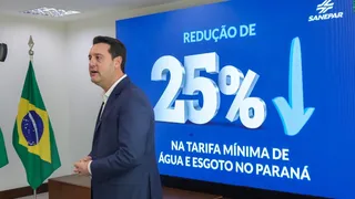 Conta da Sanepar terá desconto de 25% a partir de outubro, confirma Ratinho Jr.