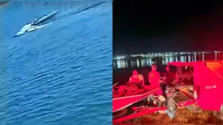 Pai e filho de 4 anos caem em lago após barco virar durante passeio