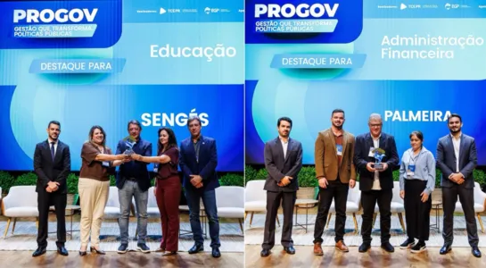 Os prefeitos Gerson Nunes e Altamir Sanson estiveram presentes na premiação