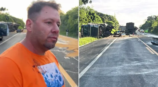 Claudinei Galani transportava milho para Santa Catarina e tentou desviar para o acostamento antes da colisão.
