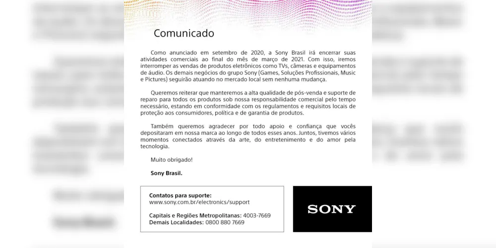 Imagem ilustrativa da imagem Sony Brasil saíra do país e deixará de vender produtos