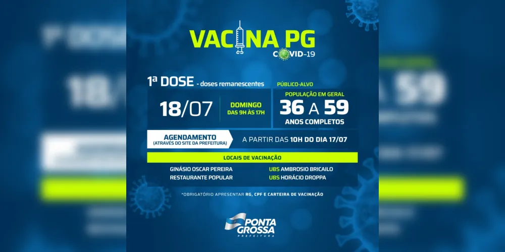 Imagem ilustrativa da imagem PG amplia faixa etária de vacinados neste domingo
