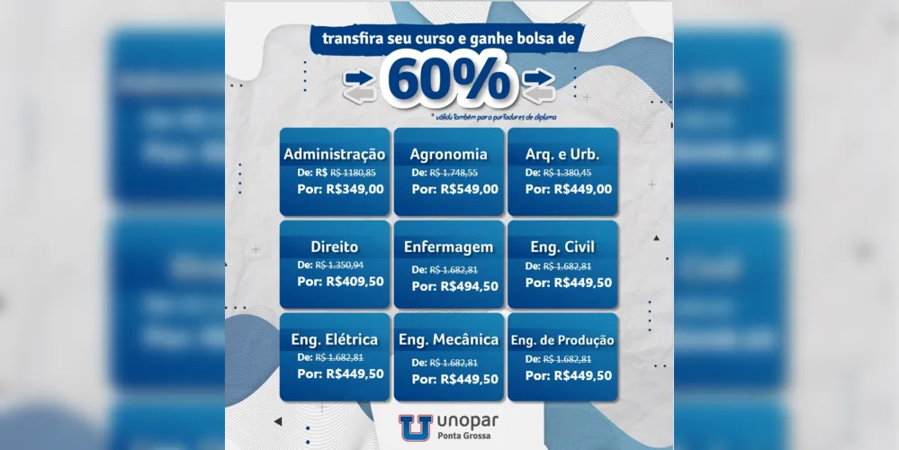 Imagem ilustrativa da imagem Unopar PG oferece cupons de bolsas para alunos