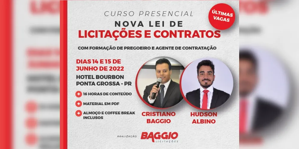Curso ministrado por Cristiano Baggio e Hudson Albino