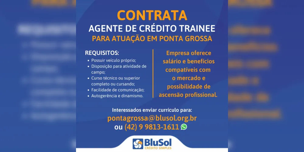 BluSol é uma instituição que chegou em Ponta Grossa para facilitar a vida dos empreendedores