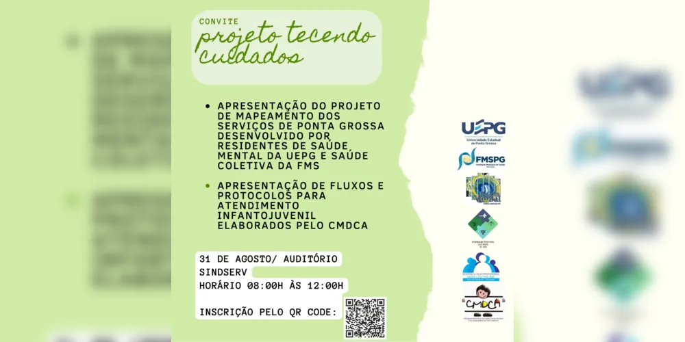 A atividade contará com certificação de quatro horas pela UEPG e será realizada no Auditório do SindServ das 8h às 12h. As vagas são limitadas