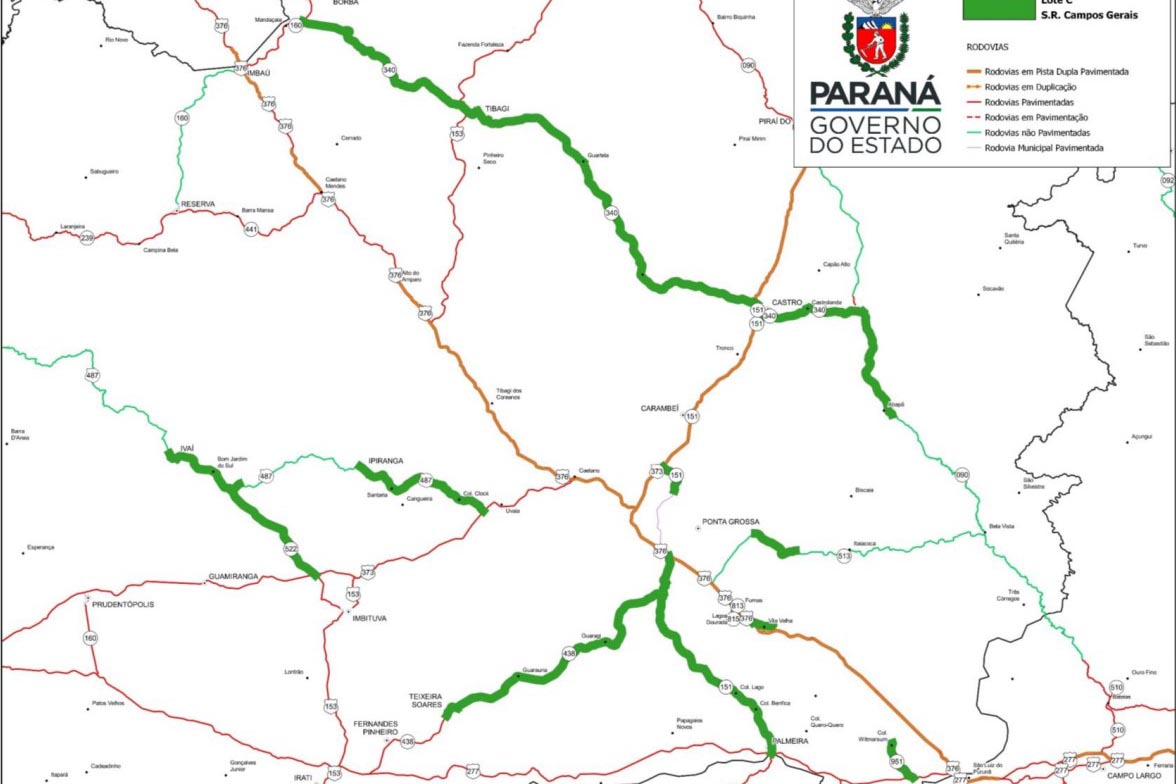 A rodovia liga o município até Castro e Telêmaco Borba. O Governo do Paraná publicou o edital de classificação final na última quinta-feira (03).