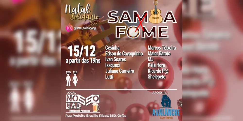 Imagem ilustrativa da imagem Roda de Samba busca arrecadar fundos para Natal Solidário