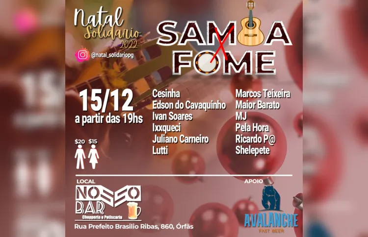 Imagem ilustrativa da imagem Roda de Samba busca arrecadar fundos para Natal Solidário