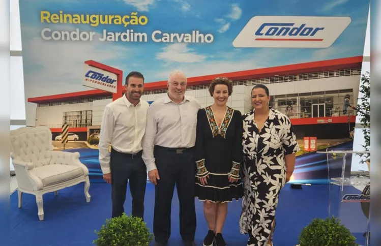 O fundador, sua esposa e diretores do grupo participaram da reinauguração na cidade