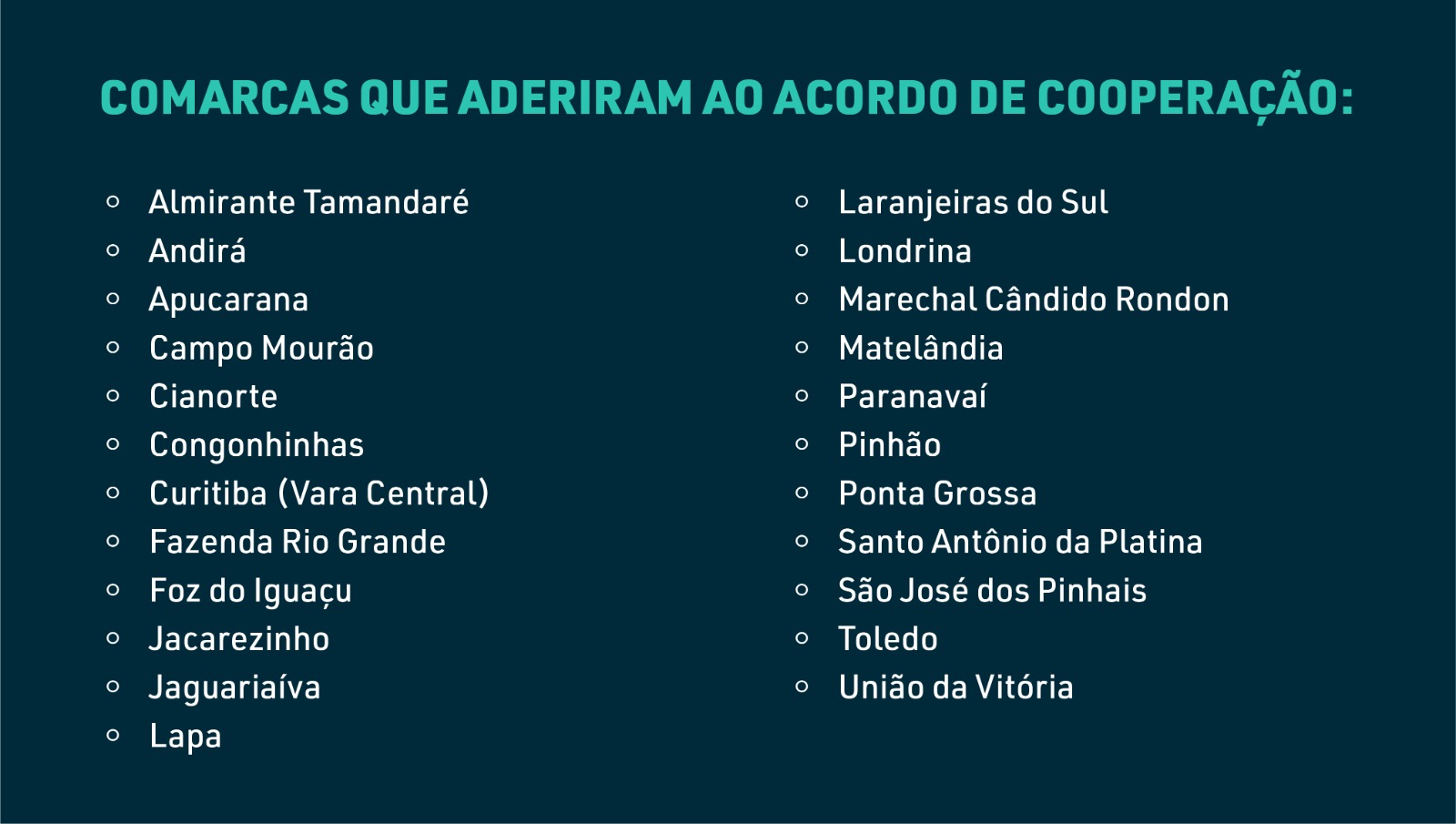 23 comarcas do estado já aderiram à cooperação